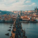 wudok z lotu ptaka na Pragę w Czechach